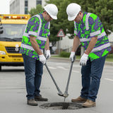 Hi Vis Hawaiian Shirt Reflective Tapes Green Violet Turtle Custom Name Safety Workwear For Workers, Truckers, Operators