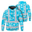 Hi Vis Hoodie Shirt Reflective Tapes Blue Neon And White Flowers Hi-Vis Hoodie