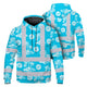 Hi Vis Hoodie Shirt Reflective Tapes Blue Neon And White Flowers Hi-Vis Hoodie