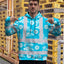 Hi Vis Hoodie Shirt Reflective Tapes Blue Neon And White Flowers Hi-Vis Hoodie