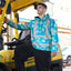 Hi Vis Hoodie Shirt Reflective Tapes Blue Neon And White Flowers Hi-Vis Hoodie