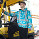 Hi Vis Hoodie Shirt Reflective Tapes Blue Neon And White Flowers Hi-Vis Hoodie
