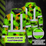 Hi Vis Hoodie Shirt Reflective Tapes Green Neon Flowers Custom Name