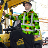 Hi Vis Hoodie Shirt Reflective Tapes Green Neon Flowers Custom Name