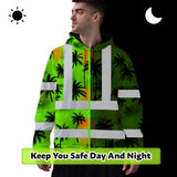 Hi Vis Hoodie Shirt Reflective Tapes Green Neon Flowers Custom Name