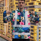 Hi Vis Hoodie Shirt Reflective Tapes Blue Pink Flowers Custom Name And Image Safety Workwear For Truckers, Pet Lovers