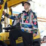 Hi Vis Hoodie Shirt Reflective Tapes Blue Pink Flowers Custom Name And Image Safety Workwear For Truckers, Pet Lovers