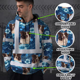 Hi Vis Hoodie Shirt Reflective Tapes Blue Flowers Custom Name And Image Safety Workwear For Truckers, Pet Lovers