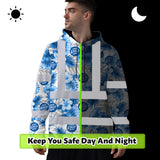 Hi Vis Hoodie Shirt Uniform Reflective Blue Neon Custom Name And Logo Safety