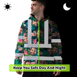 Hi Vis Hoodie Shirt Reflective Tapes Pink And Green 2 Custom Name And Photo Safety Workwear For Workers, Truckers, Operators