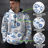 Hi Vis Hoodie Shirt Reflective Tapes Dark Blue And White Flowers Custom Name And Logo Safety Workwear For Truckers, Operators, Company