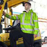 Hi Vis Hoodie Shirt Reflective Tapes Green Neon Flowers Custom Name Safety Workwear For Workers, Truckers, Operators