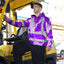 Hi Vis Hoodie Shirt Reflective Tapes Violet Neon Flowers Hi-Vis Hoodie