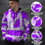 Hi Vis Hoodie Shirt Reflective Tapes Violet Neon Flowers Hi-Vis Hoodie