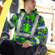 Hi Vis Hoodie Shirt Reflective Tapes Green Neon Violet Frog Hi-Vis Hoodie