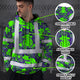 Hi Vis Hoodie Shirt Reflective Tapes Green Neon Violet Frog Hi-Vis Hoodie