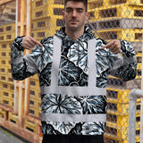 Hi Vis Hoodie Shirt Reflective Tapes Black Grey Flowers Custom Name Safety Workwear For Workers, Truckers, Operators