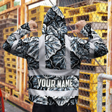 Hi Vis Hoodie Shirt Reflective Tapes Black Grey Flowers Custom Name Safety Workwear For Workers, Truckers, Operators