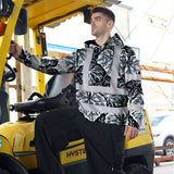Hi Vis Hoodie Shirt Reflective Tapes Black Grey Flowers Custom Name Safety Workwear For Workers, Truckers, Operators