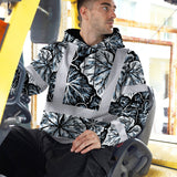 Hi Vis Hoodie Shirt Reflective Tapes Black Grey Flowers Custom Name Safety Workwear For Workers, Truckers, Operators