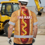 Hi Vis Hawaiian Shirt Reflective Tapes Funny Sausage Custom Name Safety Workwear For Workers, Truckers, Operators