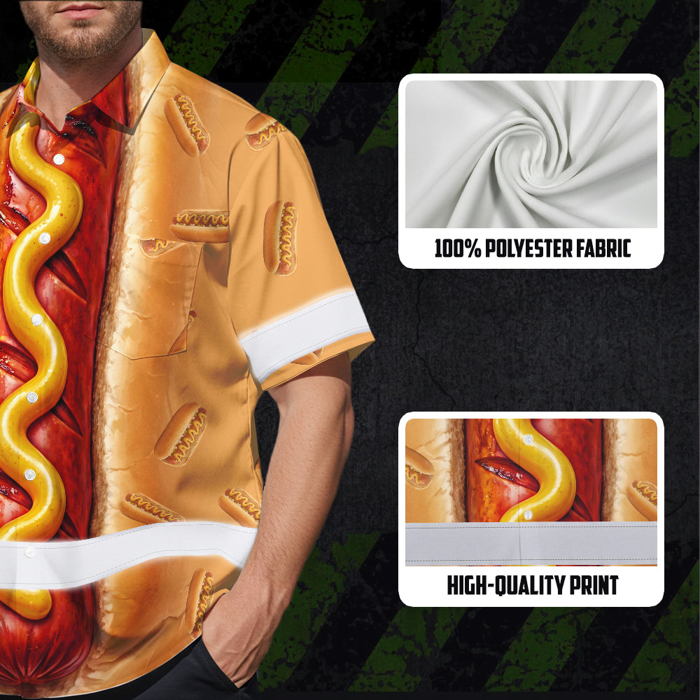 Hi Vis Hawaiian Shirt Reflective Tapes Funny Sausage Custom Name Safety Workwear For Workers, Truckers, Operators