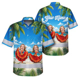 Hi Vis Hawaiian Shirt Reflective Tapes Funny Dancing Girl Custom Name And Image Safety Workwear For Workers, Truckers, Operators