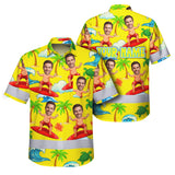 Hi Vis Hawaiian Shirt Reflective Tapes Funny Yellow Surfing Custom Name And Image Safety Workwear For Workers, Truckers, Operators