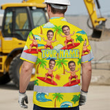 Hi Vis Hawaiian Shirt Reflective Tapes Funny Yellow Surfing Custom Name And Image Safety Workwear For Workers, Truckers, Operators