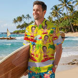 Hi Vis Hawaiian Shirt Reflective Tapes Funny Yellow Surfing Custom Name And Image Safety Workwear For Workers, Truckers, Operators