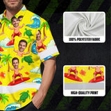 Hi Vis Hawaiian Shirt Reflective Tapes Funny Yellow Surfing Custom Name And Image Safety Workwear For Workers, Truckers, Operators