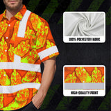Hi Vis Hawaiian Shirt Reflective Tapes Lime Orange Chicken Custom Name Safety Workwear For Workers, Truckers, Operators, Farmers