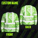 Green Neon White Flowers Hi-Vis Long Sleeve Shirt