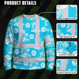 Hi Vis Long Sleeve Shirt Reflective Tapes Blue Neon And White Flowers Custom Name And Logo Safety Workwear For Company