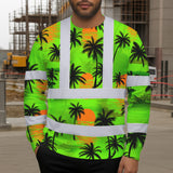 Hi Vis Long Sleeve Shirt Reflective Tapes Green Neon Flowers Custom Name