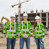 Hi Vis Long Sleeve Shirt Reflective Tapes Green Neon Flowers Custom Name