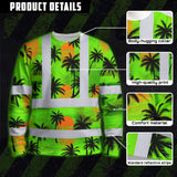 Hi Vis Long Sleeve Shirt Reflective Tapes Green Neon Flowers Custom Name