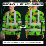 Hi Vis Long Sleeve Shirt Reflective Tapes Green Neon Flowers Custom Name