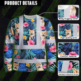 Hi Vis Long Sleeve Shirt Reflective Tapes Blue Pink Flowers Custom Name And Image Safety Workwear For Truckers, Pet Lovers
