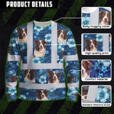 Hi Vis Long Sleeve Shirt Reflective Tapes Blue Flowers Custom Name And Image Safety Workwear For Truckers, Pet Lovers