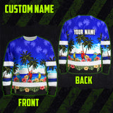 Hi Vis Long Sleeve Shirt Reflective Tapes Blue Black Parrot Hawaii Custom Name Safety Workwear For Truckers, Operators