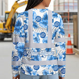 Hi Vis Long Sleeve Shirt Uniform Reflective Blue Neon Custom Name And Logo Safety