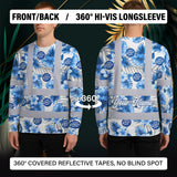 Hi Vis Long Sleeve Shirt Uniform Reflective Blue Neon Custom Name And Logo Safety