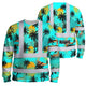 Blue Neon Flowers Hi-Vis Long Sleeve Shirt