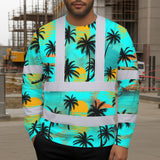 Hi Vis Long Sleeve Shirt Reflective Tapes Blue Neon Flowers Custom Name