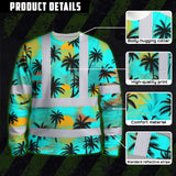 Hi Vis Long Sleeve Shirt Reflective Tapes Blue Neon Flowers Custom Name