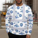 Hi Vis Long Sleeve Shirt Reflective Tapes Dark Blue And White Flowers Custom Name And Logo Safety Workwear For Truckers, Company