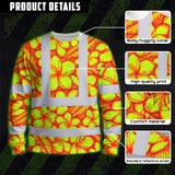 Hi Vis Long Sleeve Shirt Reflective Tapes Orange Neon Lime Plumeria Custom Name Safety Workwear For Workers, Truckers, Operators