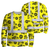 Hi Vis Long Sleeve  Reflective Tapes Yellow Neon And Black Flowers Custom Name And Logo Safety Workwear For Truckers, Operators, Company
