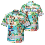 Hi Vis Hawaiian Shirt Reflective Tapes Funny Couple Beach Custom Name And Image Safety Workwear For Workers, Truckers, Operators